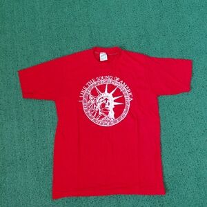 VINTAGE 1979 Youth I Like The Sound Of America Patriotic 70's Red T Shirt Sz Lar